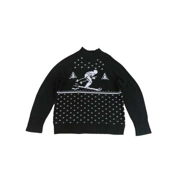 Chaps Women Novelty Fashion Mockneck Pull Over Sweater Black/Multi Size S - Picture 2 of 3